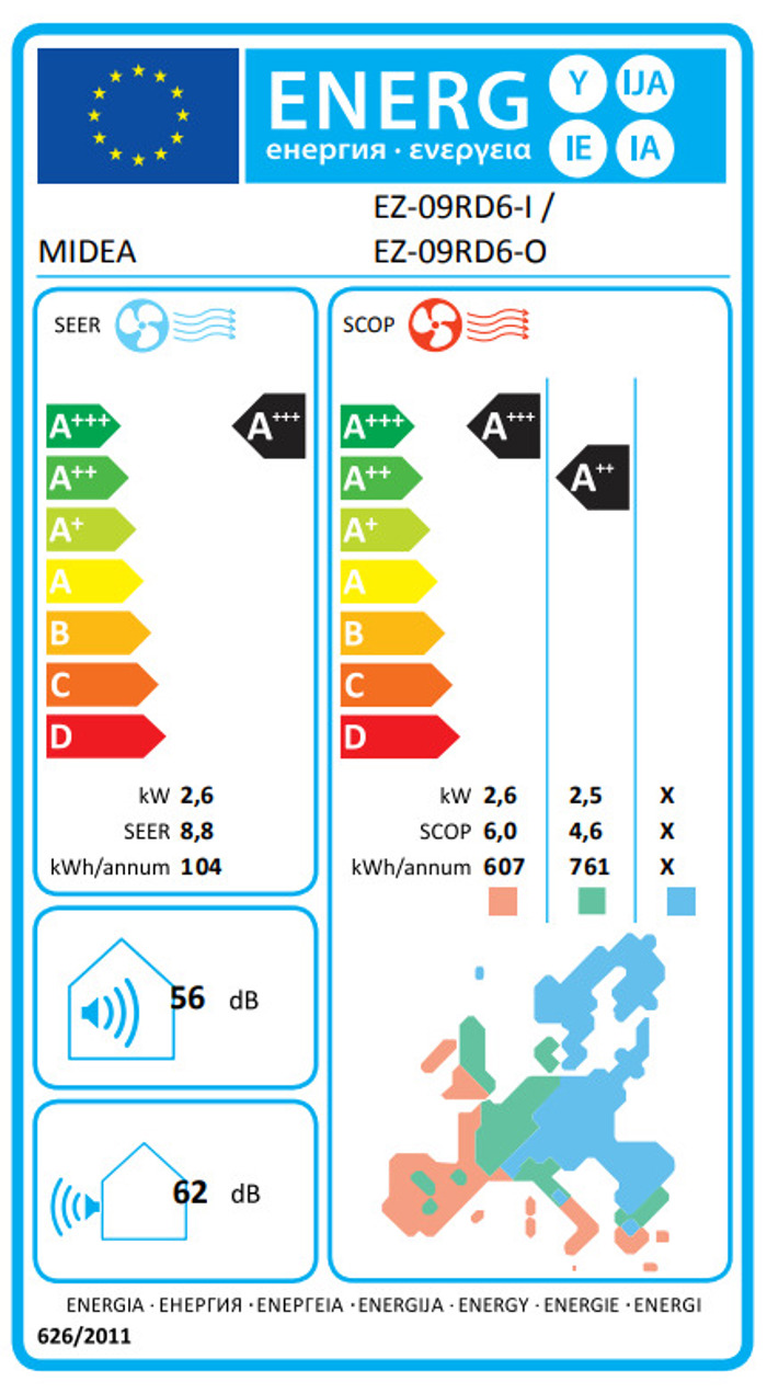 A/C Midea Solstice EZ-09RD6 9000Btu A+++/A+++ me Texniti Noimosuni
